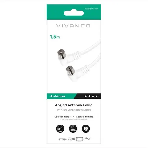 Vivanco VVANCABMF15090W, 1,5 m, Coaxiaal, Wit – afbeelding 1
