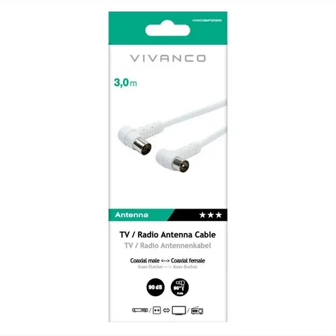 Vivanco VVANCABMF30090W, 3 m, Coaxiaal, Wit – afbeelding 1