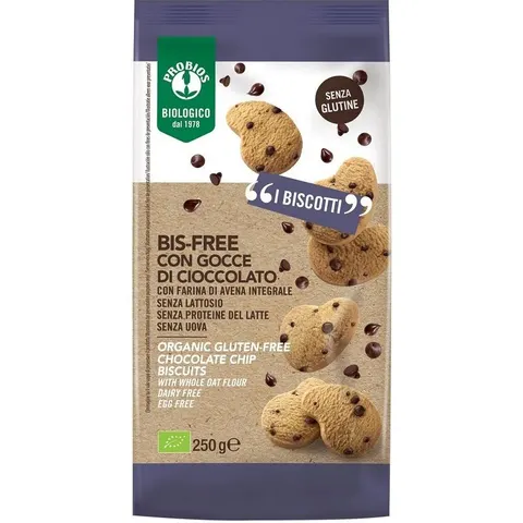 Probios Biscotti Bisfree Gocce Di Cioccolato 250 G – immagine 1