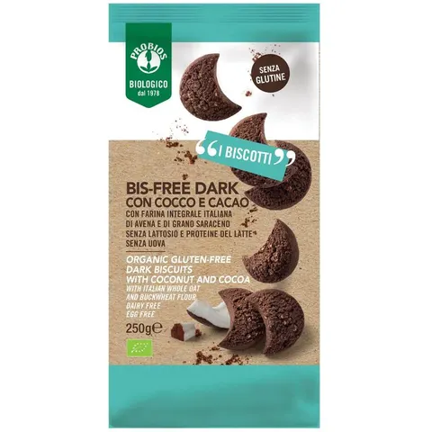 probios bio bis-free dark con cocco e cacao 250 g – immagine 1