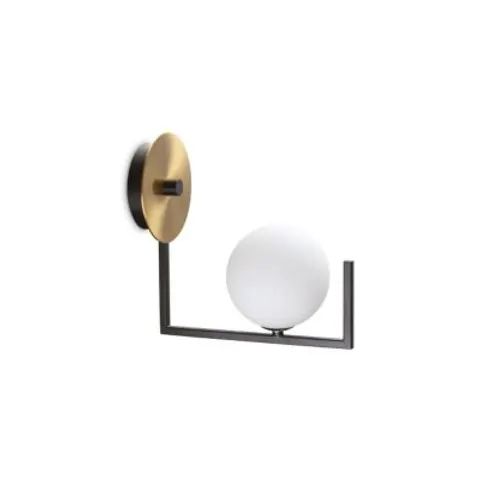 IDEAL LUX Birds wall lamp, black/brass, height 25 cm, metal – black, brass, white – image 1