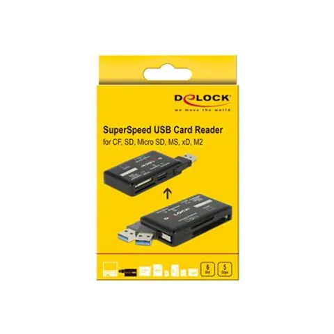 Delock SuperSpeed USB 5 Gbps Card Reader for CF / SD / Micro SD / MS / M2 / xD memory cards – afbeelding 1