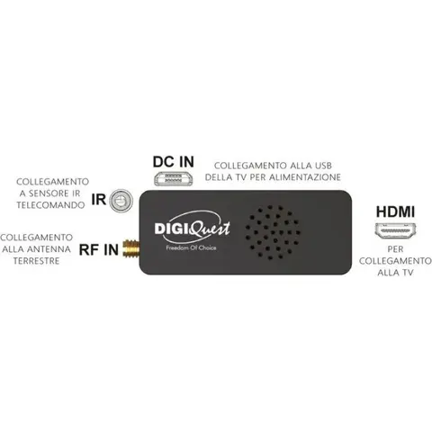 DIGIQUEST Ricevitore X2O , DVB-T2 HD, Nero – immagine 1