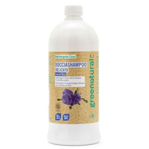 greenatural Doccia Shampoo Lino e Proteine del Riso 1 LT – immagine 1