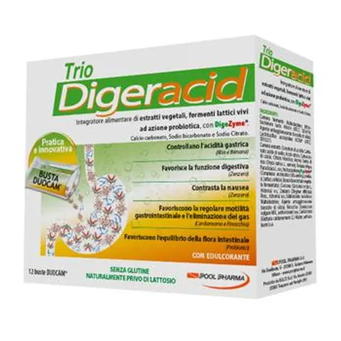 Pool Pharma Trio Digeracid Integratore Bruciore e Acidità 12 Bustine – immagine 1