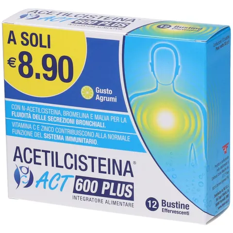 Acetilcisteina Act 600 Plus 12 Bustine Effervescenti Agrumi – immagine 1