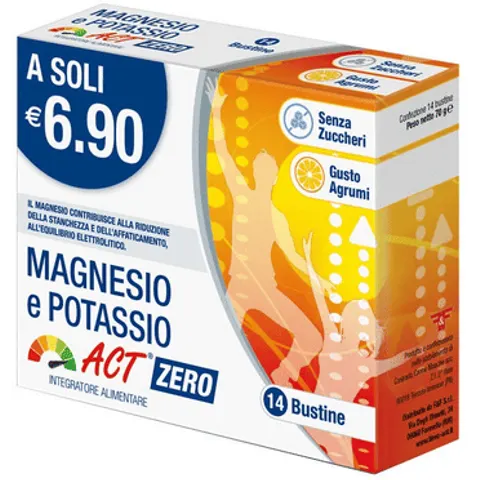 Linea Act Magnesio Potassio Act Zero Zuccheri Integratore, 14 Bustine – immagine 1
