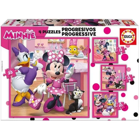 Educa puzzel Minnie Mouse progressief - 4-in-1 kartonnen legpuzzel. – afbeelding 1
