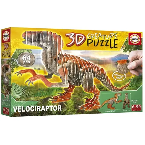 EDUCA - puzzel - 64 stuks - Velociraptor 3D – afbeelding 1
