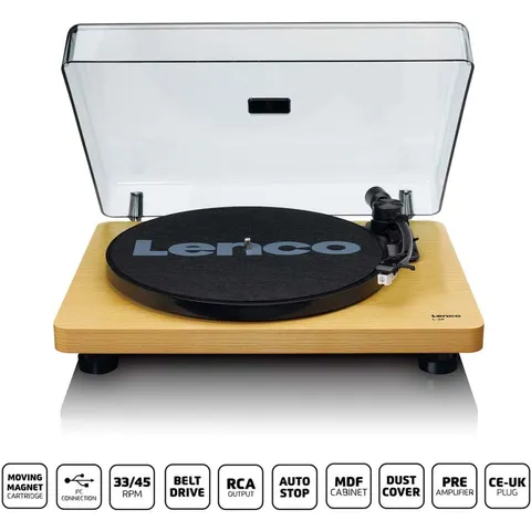 Lenco Platenspeler - Auto-stop - USB naar PC encoding - L-30WD - Hout – afbeelding 1