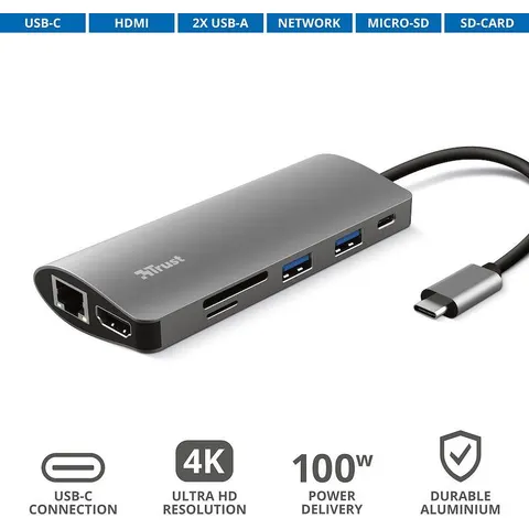 Trust Dalyx 7-in-1 USB-C Multi-PortAdapter - Silber – Bild 1