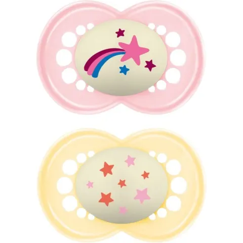 MAM Original Night 6m+ dummy Yellow/ Pink 2 pc – image 1