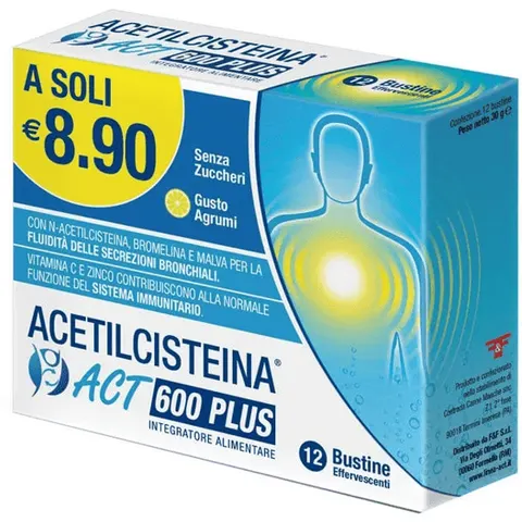 F&f Acetilcisteina Act 600 Plus 12Bust – immagine 1