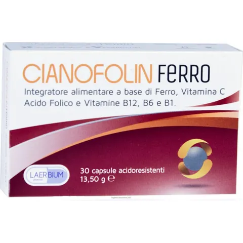 laerbium pharma srl Cianofolin ferro 30 capsule – immagine 1
