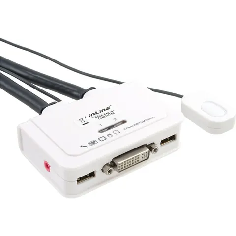 InLine® 2-Poorts Kabel KVM-switch, DVI-D, USB, met audio – afbeelding 1