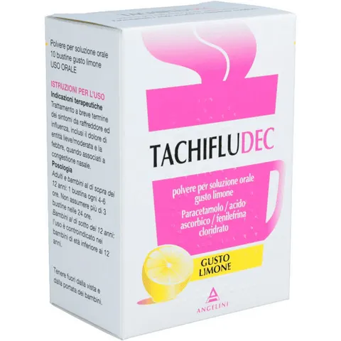 tachifludec Paracetamolo Influenza 10 Bustine Limone – immagine 1