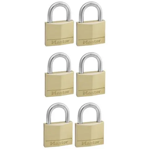 Master Lock Solid Brass 40Mm Padlock 4-Pin - Keyed Alike X 6 – image 1