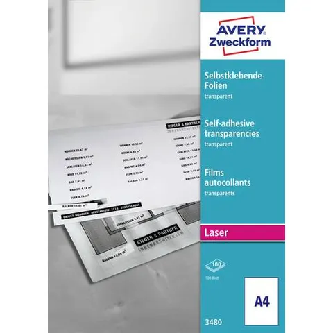 AVERY Zweckform Laserfolien 3480 transparent – Bild 1