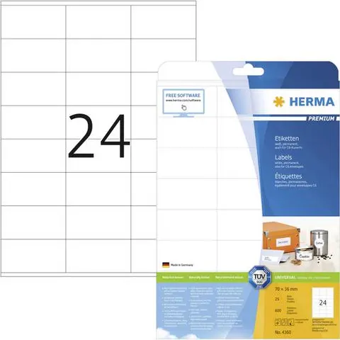 HERMA 4360 - PREMIUM A4 labels 25 sheets/pack – image 1