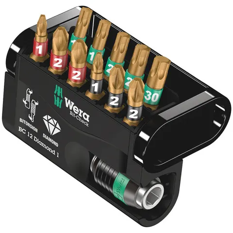 Wera 12 Piece Bit-Check Diamond Screwdriver Bit and Holder Set – image 1