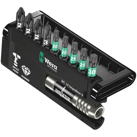Wera 10 Piece Bit-Check Impaktor Screwdriver Bit and Holder Set – image 1