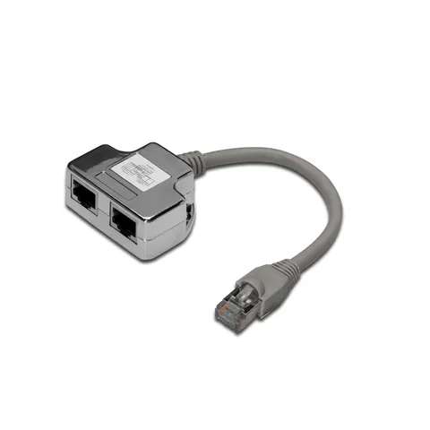 DIGITUS CAT 5e Patchkabel-Adapter, 2x CAT 5e, geschirmt – grau – Bild 1