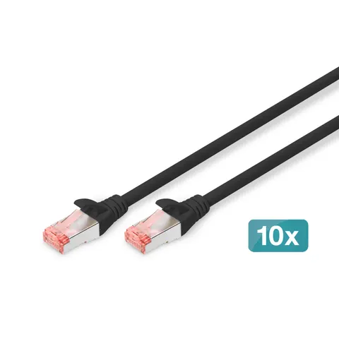 DIGITUS Patchkabel Kat. 6, S/FTP, 1,0 m, schwarz, Set – Bild 1