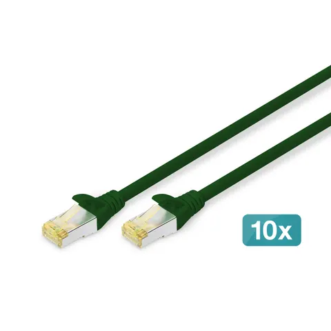 DIGITUS Patchkabel, Kat. 6A, S/FTP, 0,5 m, grün, Set – Bild 1