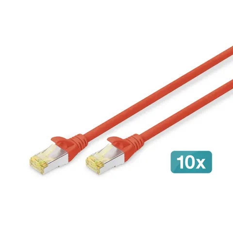 DIGITUS Patchkabel, Kat. 6A, S/FTP, 1,0 m, rot, Set – Bild 1