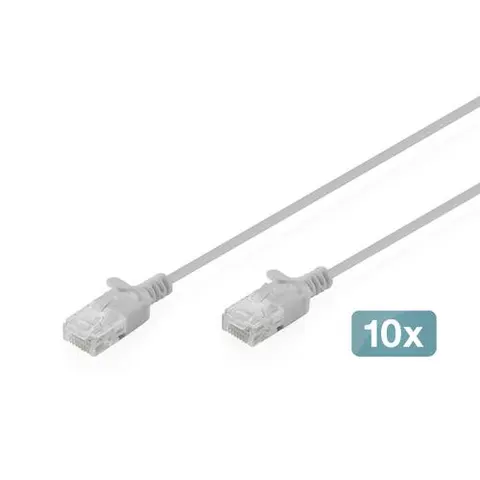 Digitus CAT 6 U-UTP Slim patch cable. 0.3 m. gray. 10 pieces – image 1