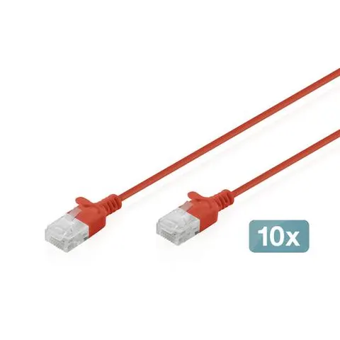 Digitus CAT 6 U-UTP Slim patch cable. 0.3 m. red. 10 pieces – image 1