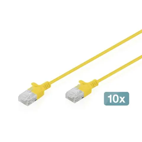Digitus CAT 6 U-UTP Slim patch cable. 0.5 m. yellow. 10 pieces – image 1