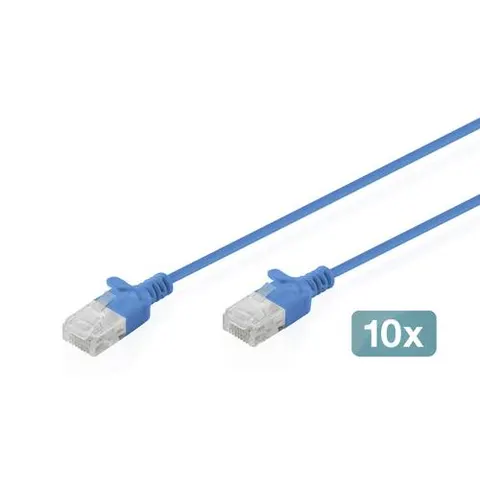 Digitus CAT 6 U-UTP Slim patch cable. 1 m. blue. 10 pieces – image 1