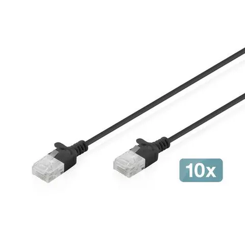 Digitus CAT 6 U-UTP Slim patch cable. 1 m. black. 10 pieces – image 1