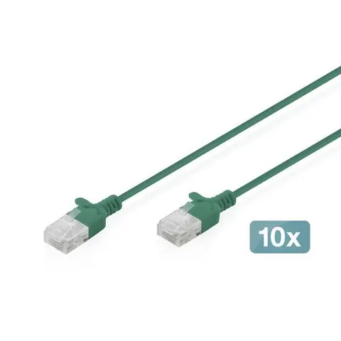 Digitus CAT 6 U-UTP Slim patch cable. 3 m. green. 10 pieces – image 1