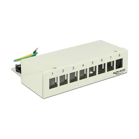 DELOCK 43336 - Keystone patch panel, 8 port, desktop, gray – image 1