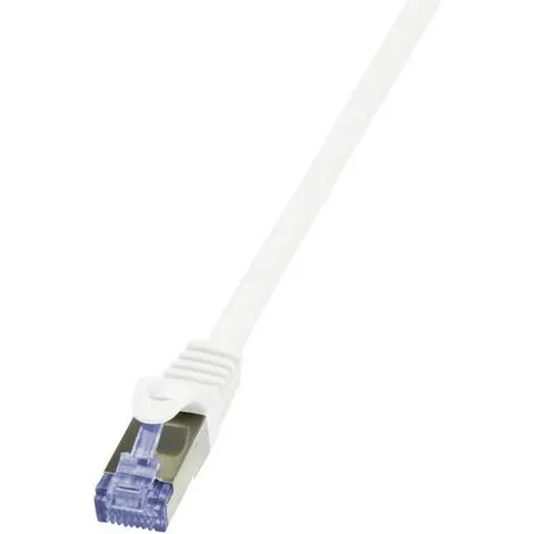 LogiLink Patchkabel PrimeLine, Kat. 6A, S/FTP, 0,25 m, weiß – Bild 1