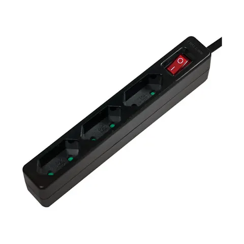 LOGILINK LPS230B - Socket outlet 3-way with switch, slim, 1.5m, black – image 1