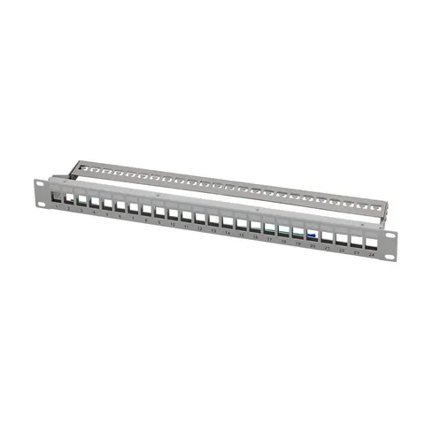 LogiLink 19, Keystone Patch Panel, 24 Port, lichtgrau – Bild 1
