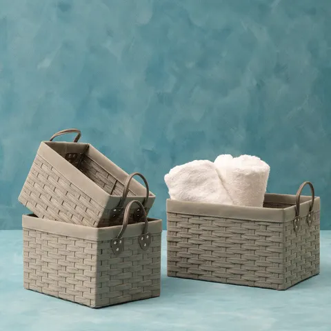 Lida Lattice Grey Rectangular Storage Baskets Grey – image 1