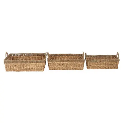 Lidi Double Seagrass Rim Storage Baskets. Cream – image 1
