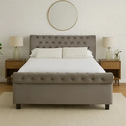 Orlando Grey Brushed Velvet Ottoman King Bed – image 1