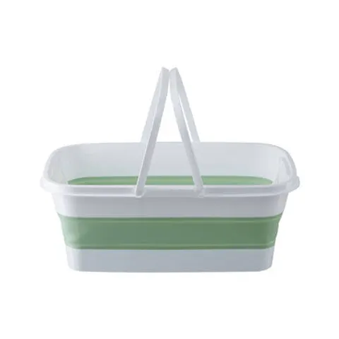 Collapsible Laundry Basket in Green and White | Averill – image 1