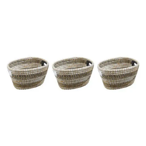 Set of Three Oval Straw Baskets | Lidi – image 1