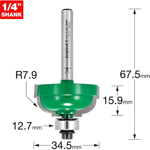 Trend CRAFTPRO Bearing Guided Cavetto Router Cutter – image 1