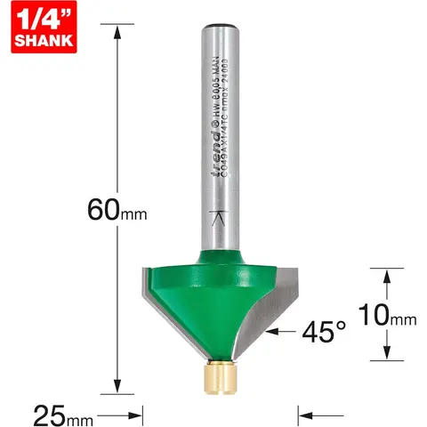 Trend CRAFTPRO Pin Guided Chamfer Bevel Router Cutter – image 1