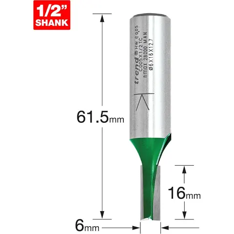 Trend CRAFTPRO Two Flute Straight Router Cutter – C005X12TC – image 1