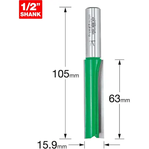 Trend CRAFTPRO Two Flute Straight Router Cutter – C025EX12TC – image 1