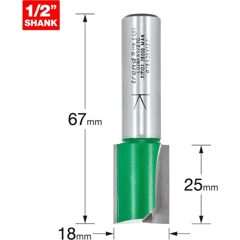 Trend CRAFTPRO Two Flute Straight Router Cutter – C028AX12TC – image 1