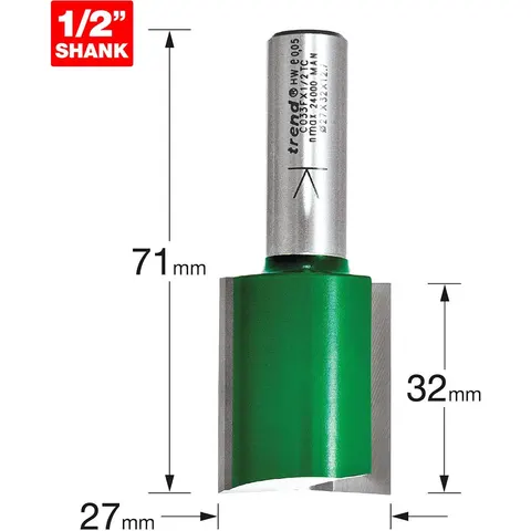 Trend CRAFTPRO Two Flute Straight Router Cutter – C033FX12TC – image 1